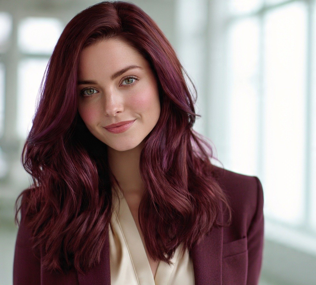1. Classic All Over Burgundy Hair Color