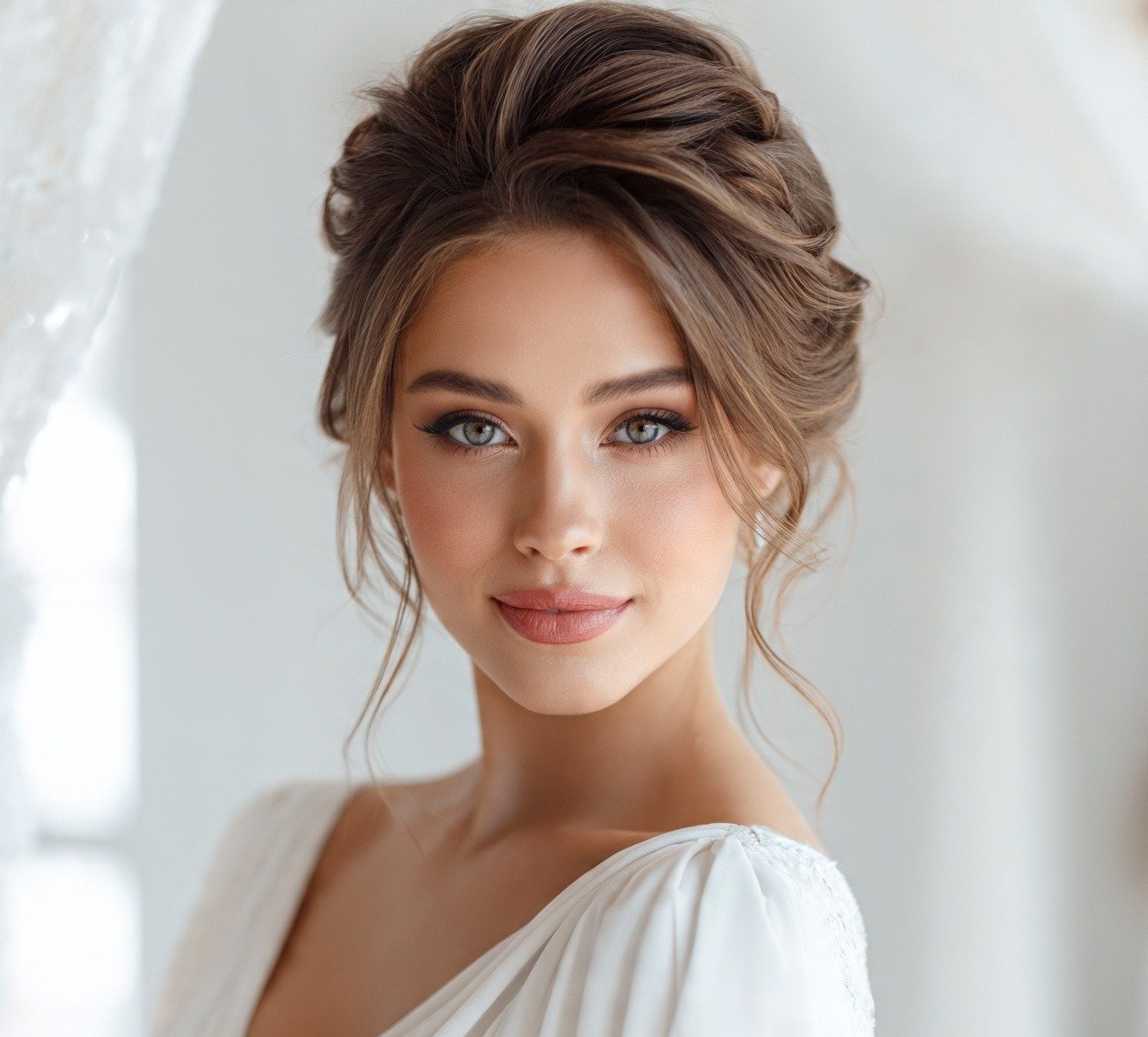 1. Classic Bridal Updo Hairstyle For Long Hair Wedding