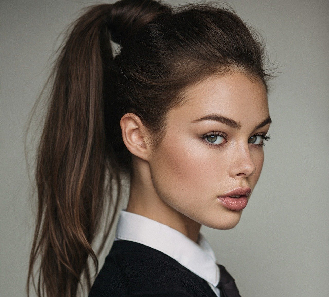 1. Classic High Ponytail With a Wrapped Base Updo Hairstyles For School