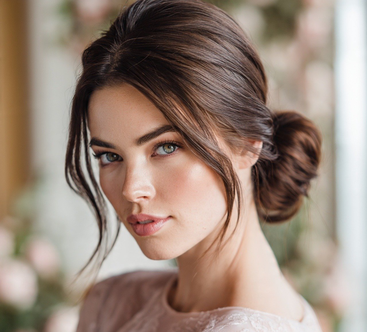 1. Classic Low Bun Wedding Hairstyles Updo