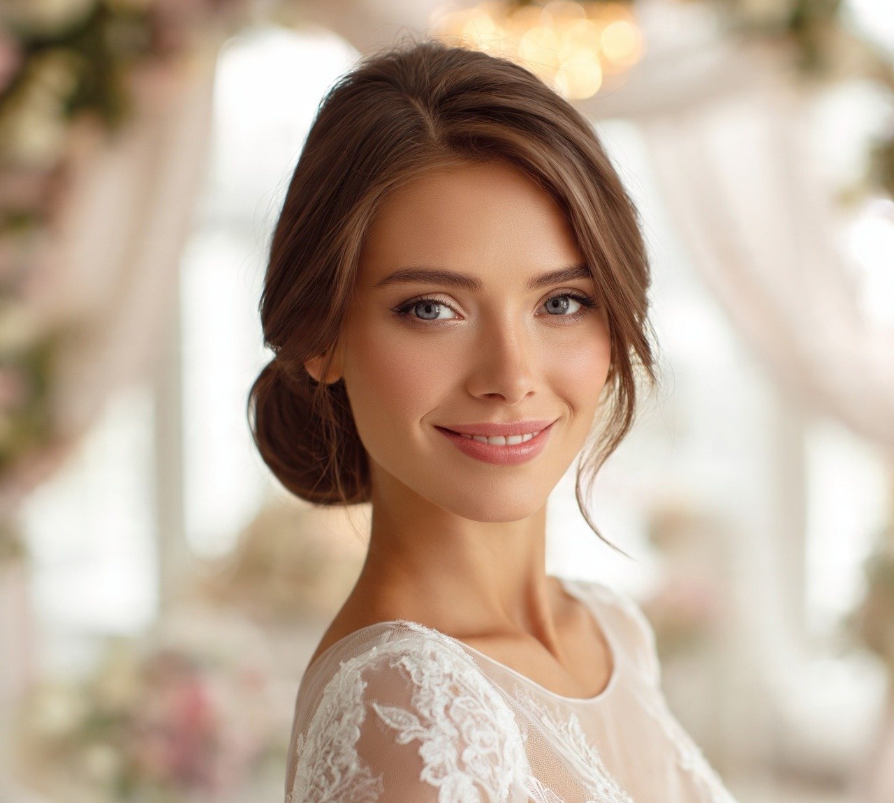 1. Classic Low Chignon Bun Wedding Hairstyles