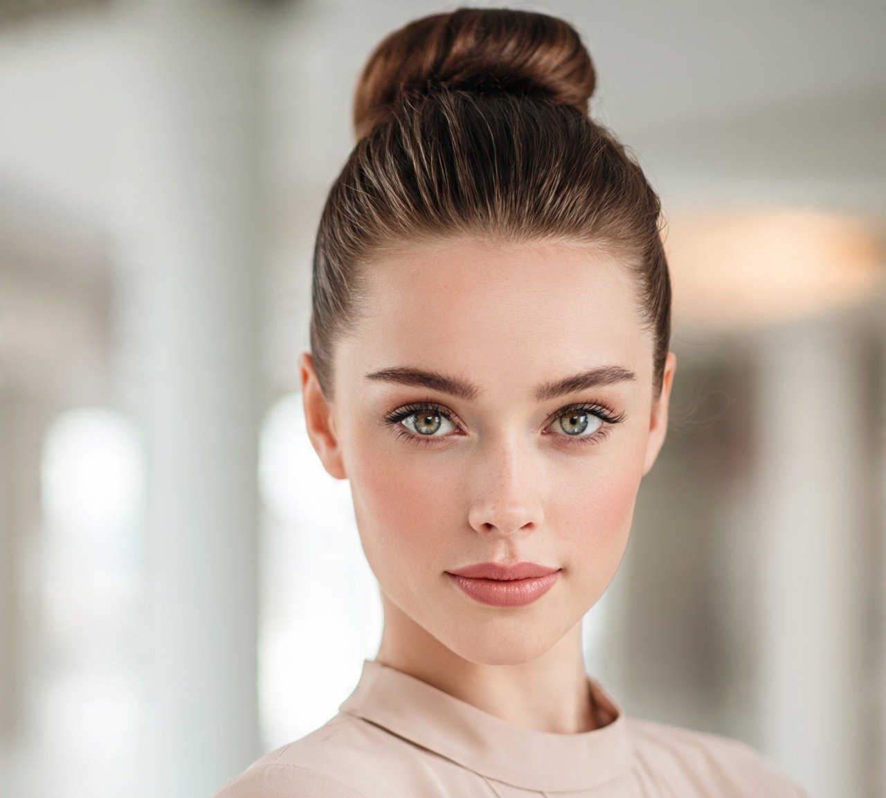 Bun Updo Hairstyles: 13 Trendy Ideas That Are Must To Try 2 1. Classic Sleek High Bun Updo Hairstyles