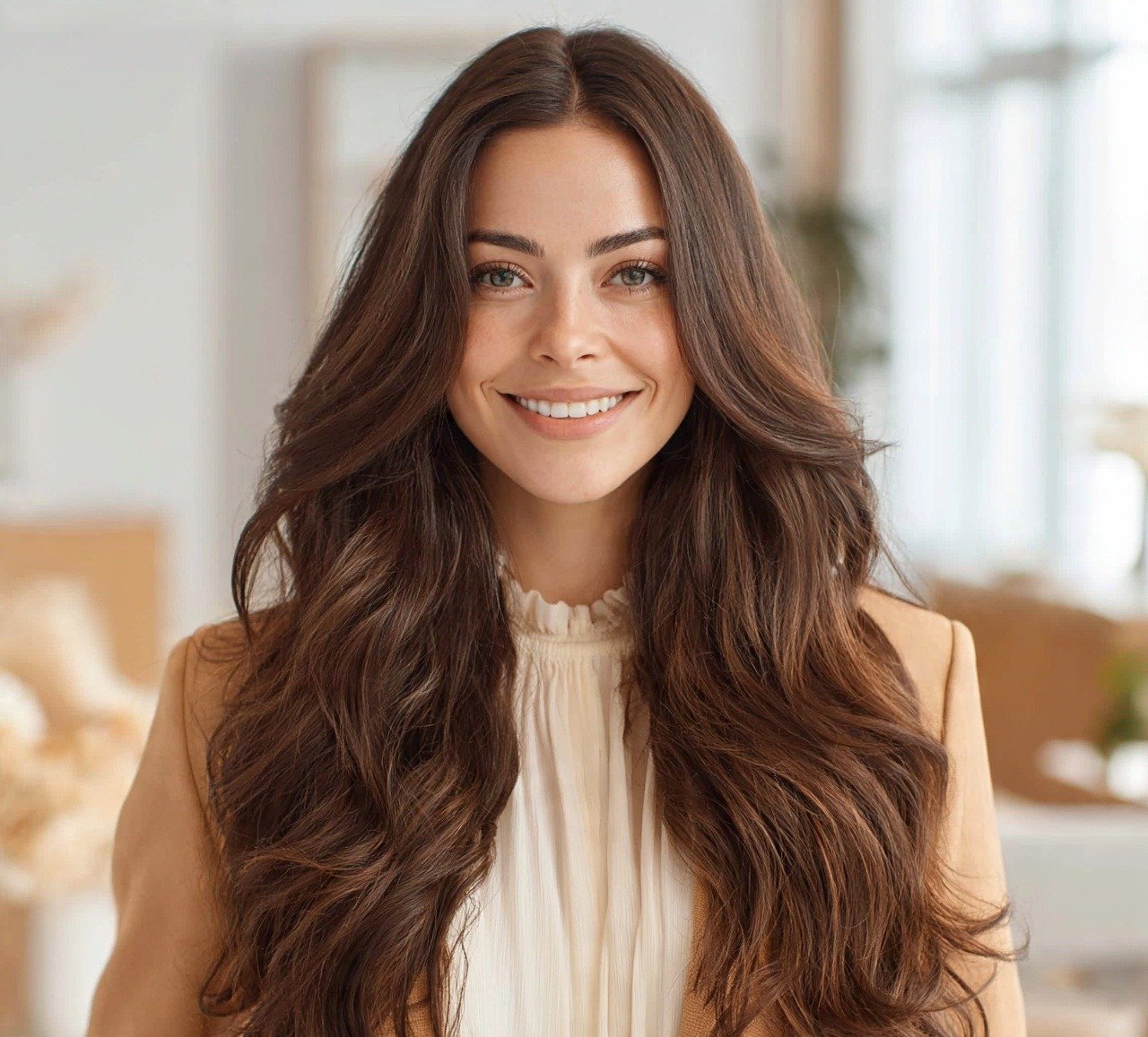 1. Long Layered Waves Thick Hairstyles