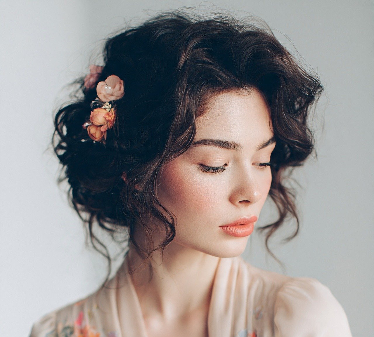 10. Floral Pin Updo Hairstyles For Long Hair