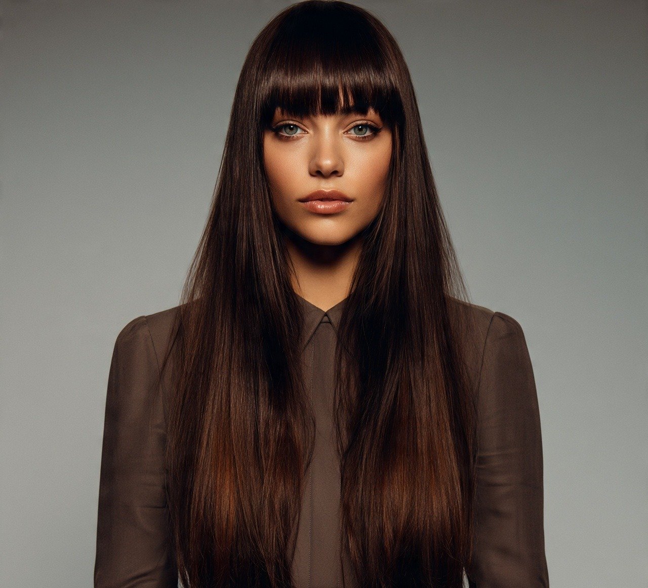 10. Long Straight Hair With Choppy Bangs Hairstyle