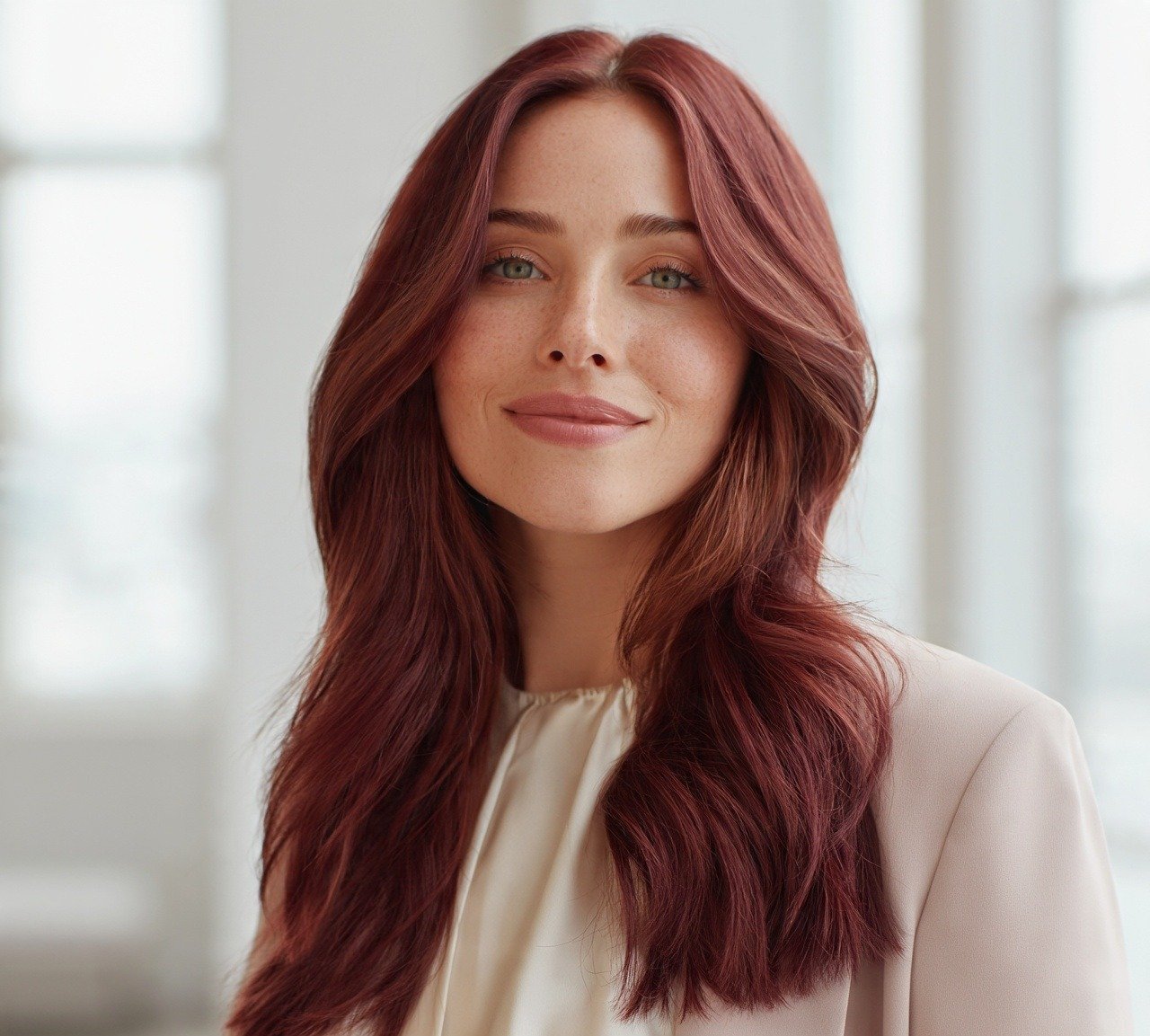 10. Soft Burgundy for Light Skin Hair Color