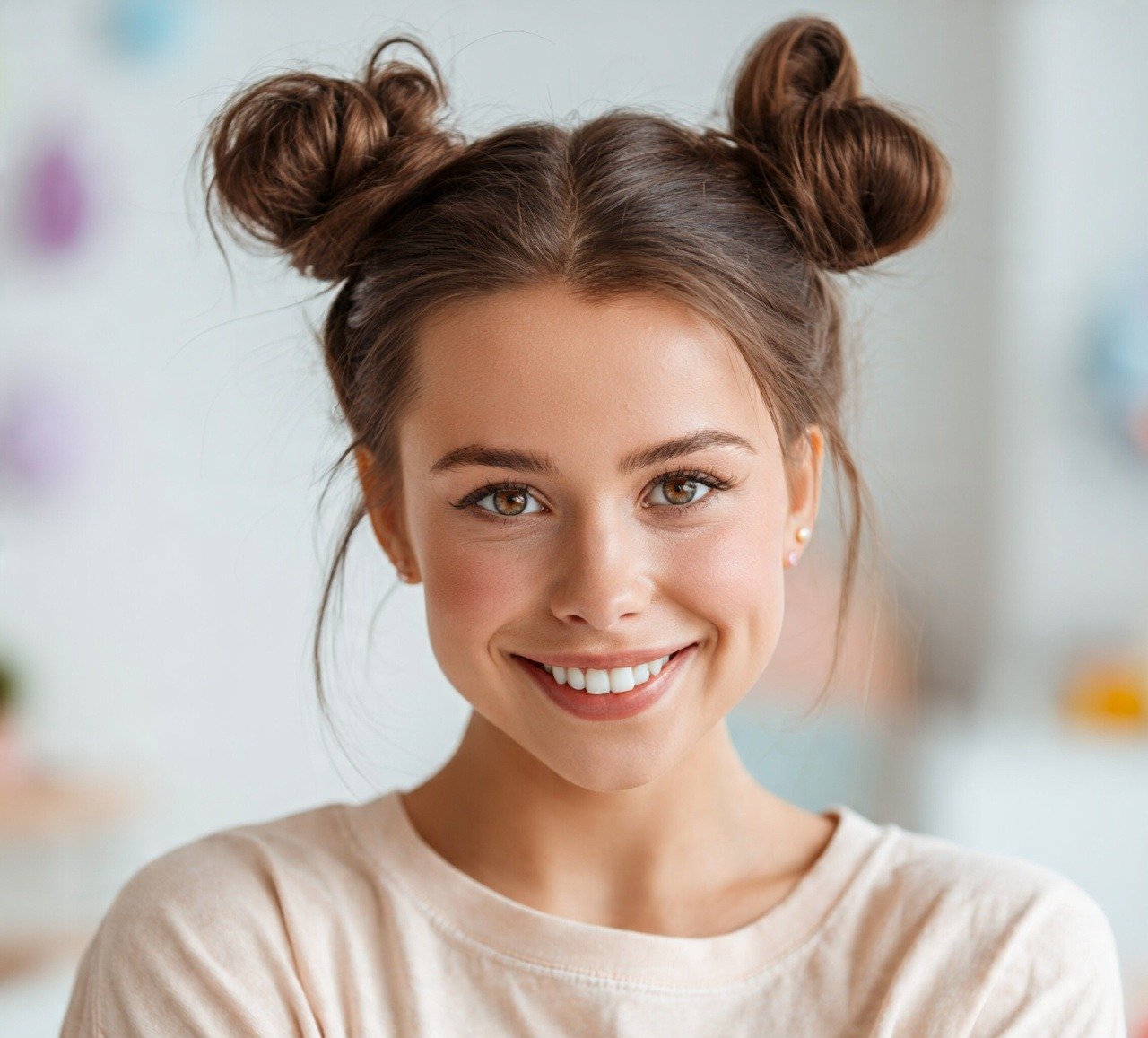 10. Space Buns Cute Hairstyles 1