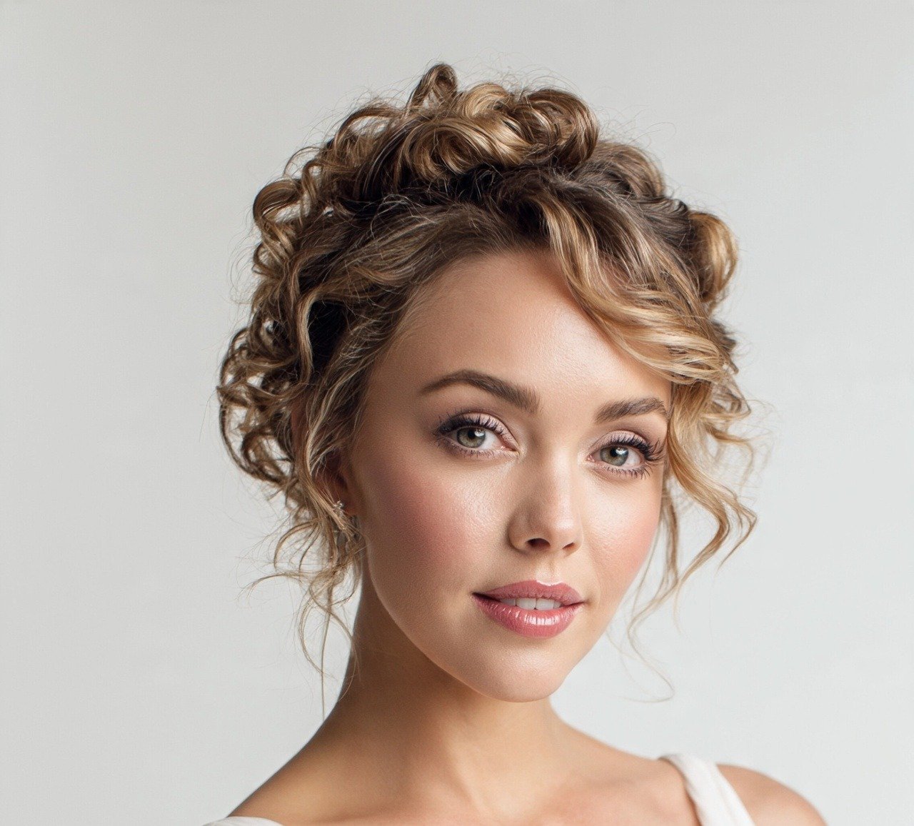 10. Twisted Updo Wedding Hairstyles for Curly Hair and Elegant Brides