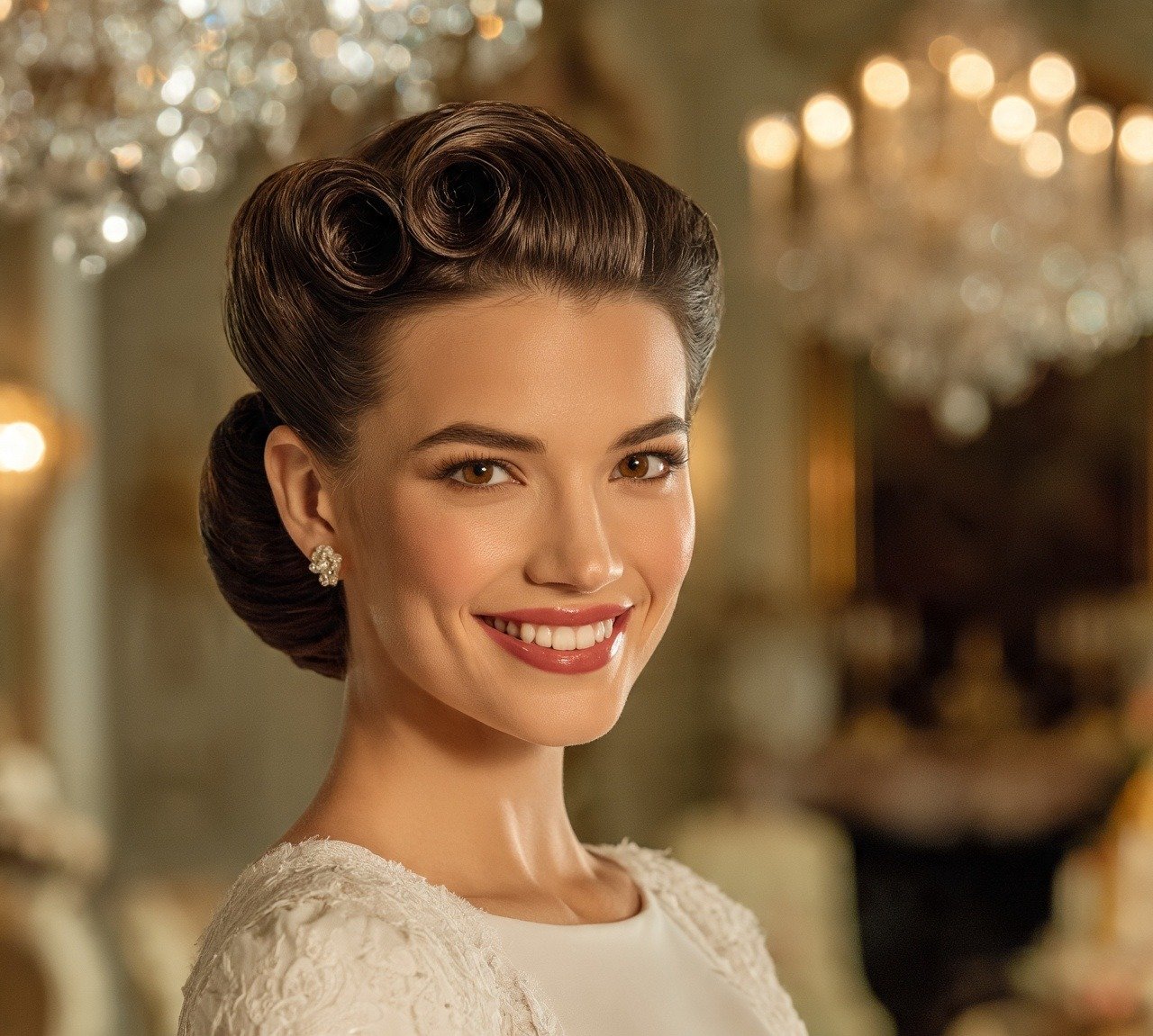 Bun Hairstyles For Wedding: 13 Trendy Ideas to Inspire Your Big Day 11 10. Vintage Inspired Victory Roll Bun Hairstyles For Wedding