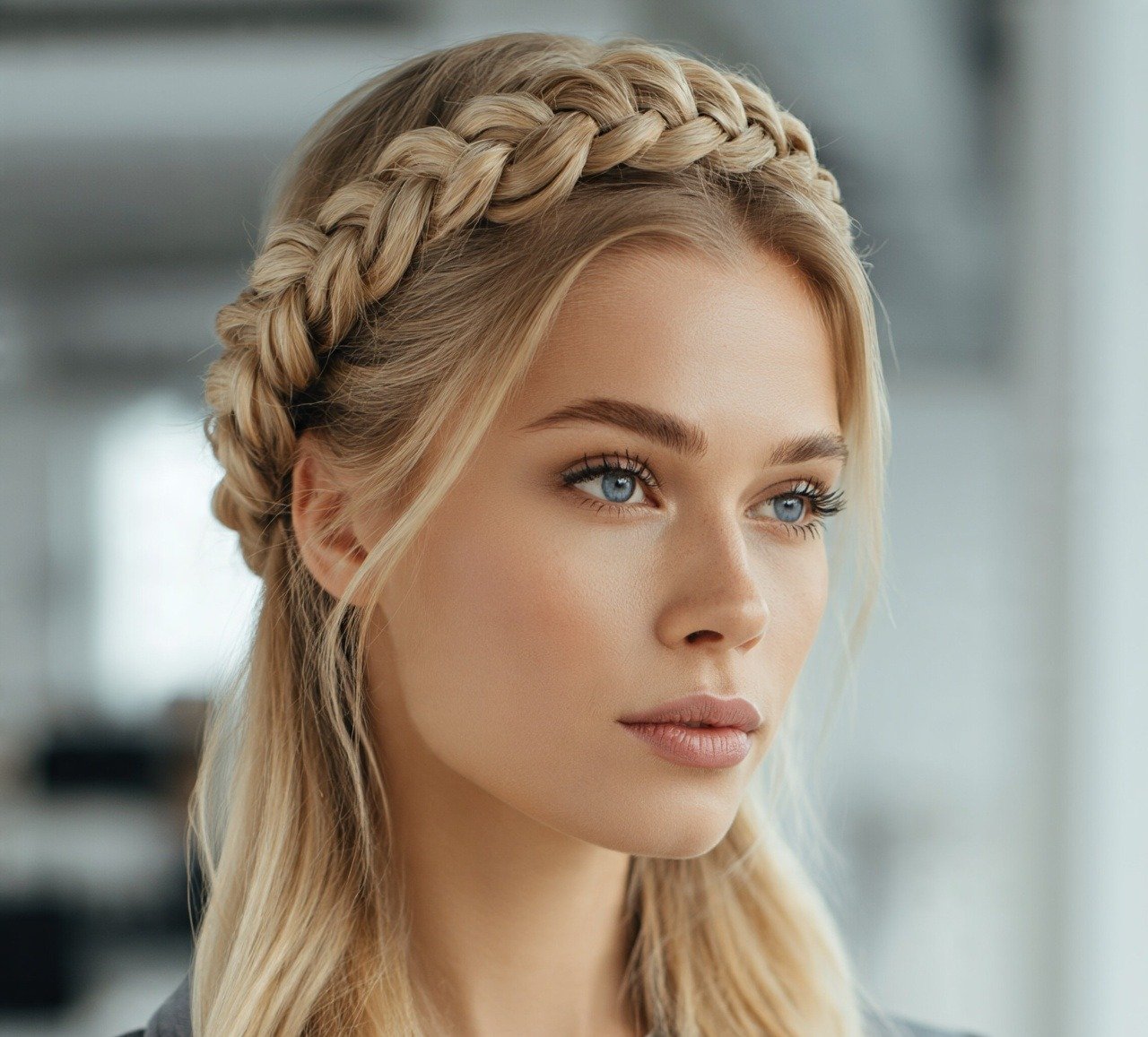 11. Braided Crown Work Hairstyles For Long Hair