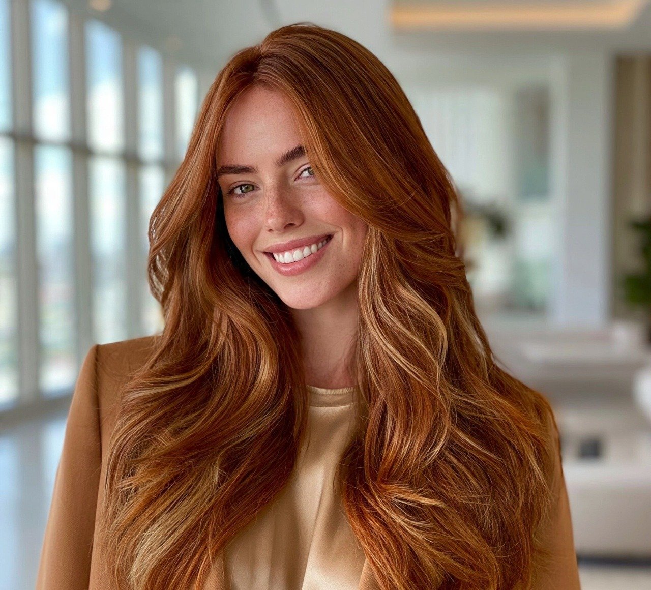 11. Copper and Caramel Swirl Hair Color
