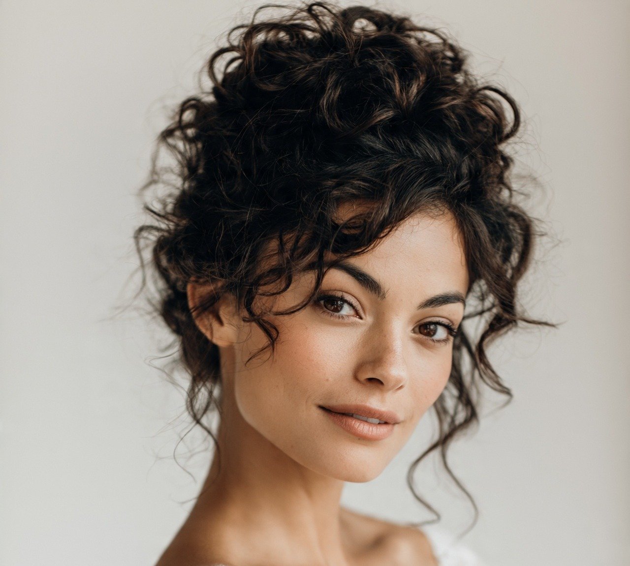 11. Curly Bridal Bun Wedding Hairstyles