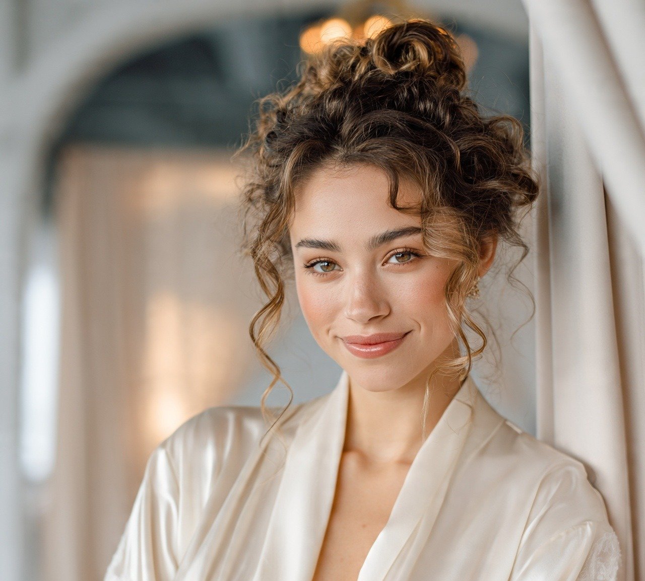15 Trending Curly Bun Hairstyles That Instantly Elevate Your Style 12 11. Curly Bun Updo for Weddings Hairstyles