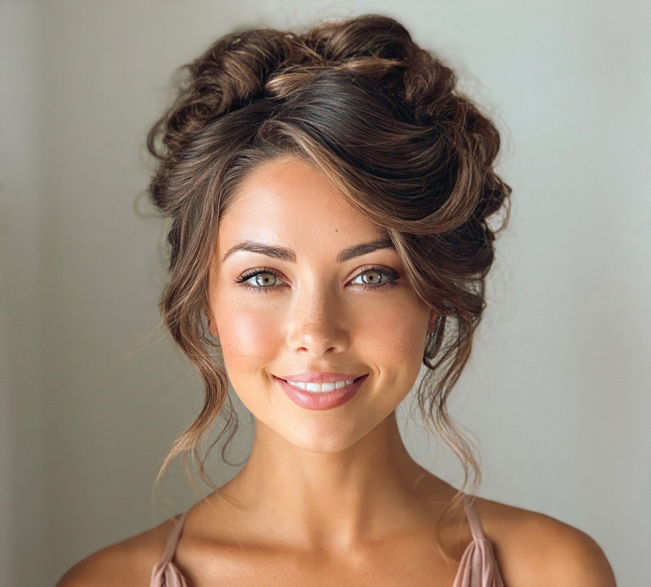 15 Trending Stunning Bridesmaid Updo Hairstyles For Any Wedding Theme 12 11. Curly Updo with Volume Bridesmaid Hairstyles