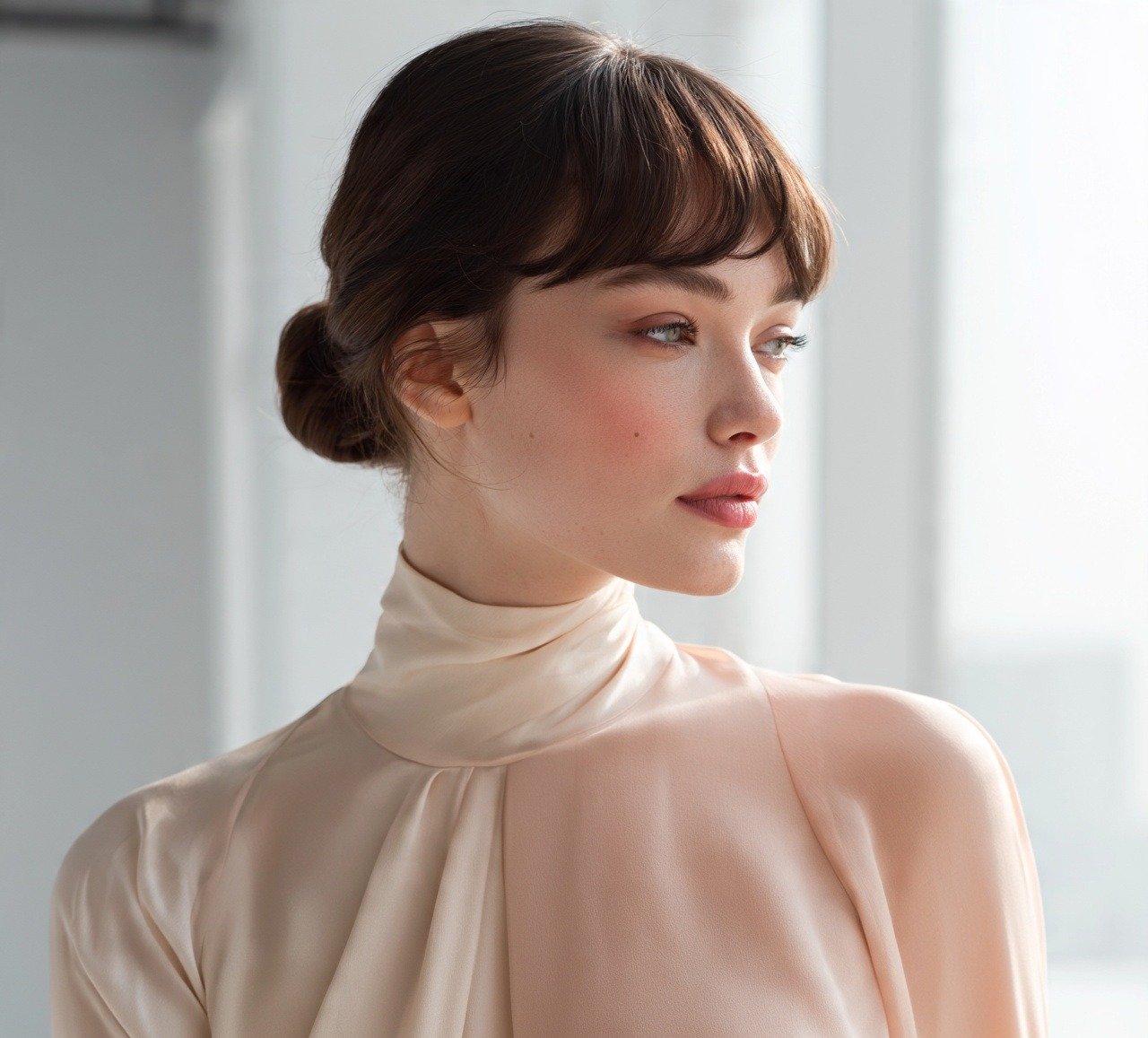 11. Low Bun With Bangs Hairstyles