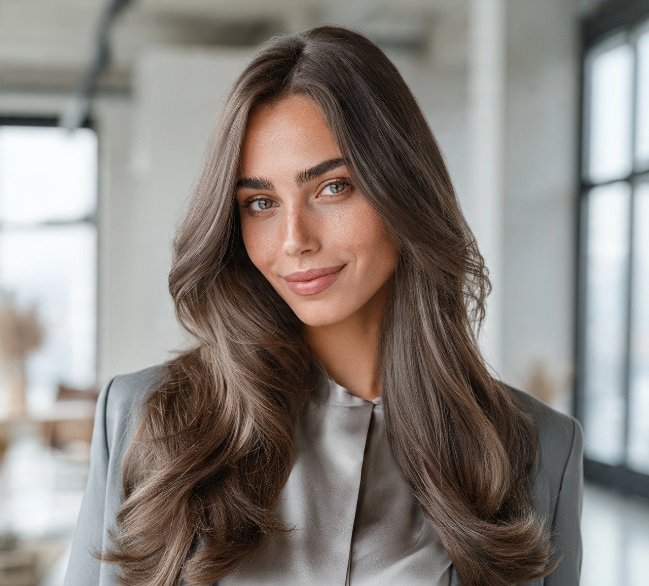 11. Mushroom Brown with Ashy Dimension Hair Color for Brunettes