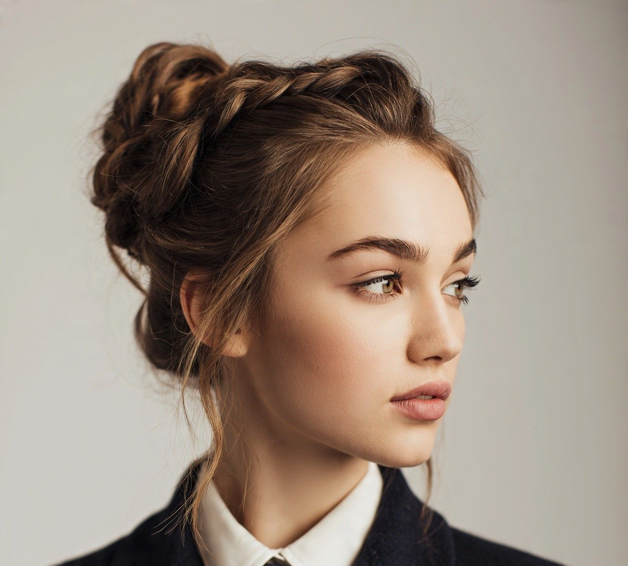 11. Twisted Half Up Bun Updo Hairstyles For School
