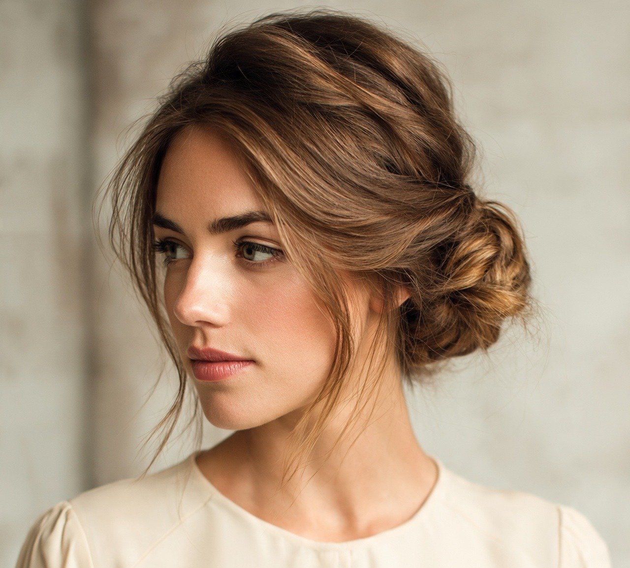 15 Trendy Messy Low Bun Hairstyles That Look Effortlessly Stylish 12 11. Undone Twisted Low Bun Hairstyles