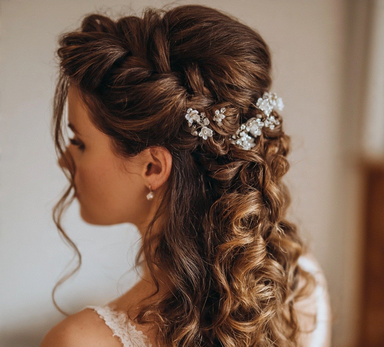 11. Waterfall Braid Curly Hair Wedding Hairstyles
