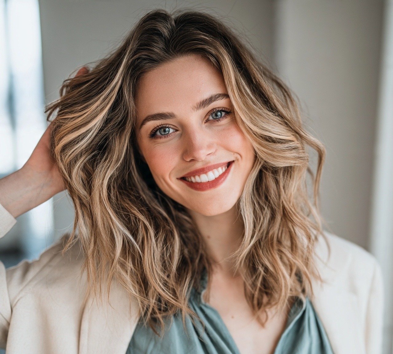 11. Wavy Hair With Money Piece Highlights Cute Hairstyles