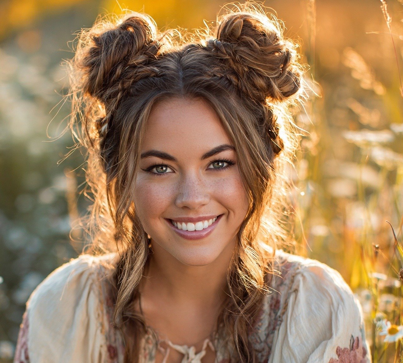 Space Bun Hairstyles: 14 Trendy Ideas to Try Right Now 13 12. Bohemian Space Buns Hairstyles