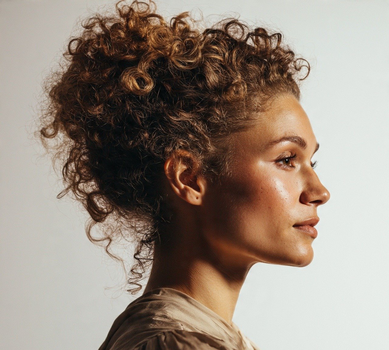12. Curly Bun Easy Hairstyles