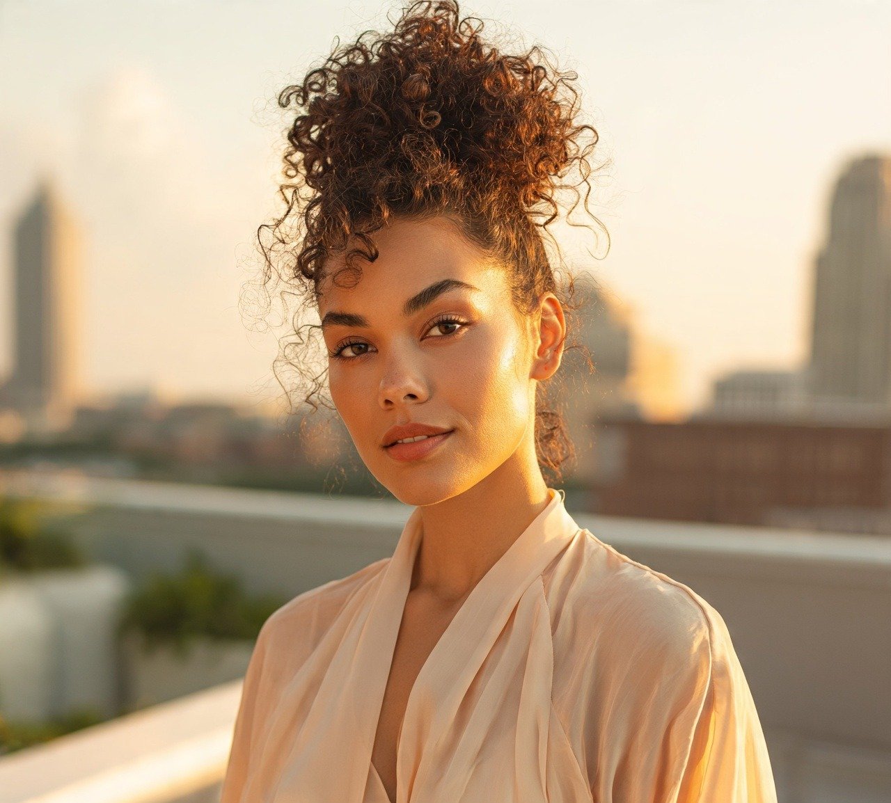 15 Trending Curly Bun Hairstyles That Instantly Elevate Your Style 13 12. Curly Top Knot Hairstyles
