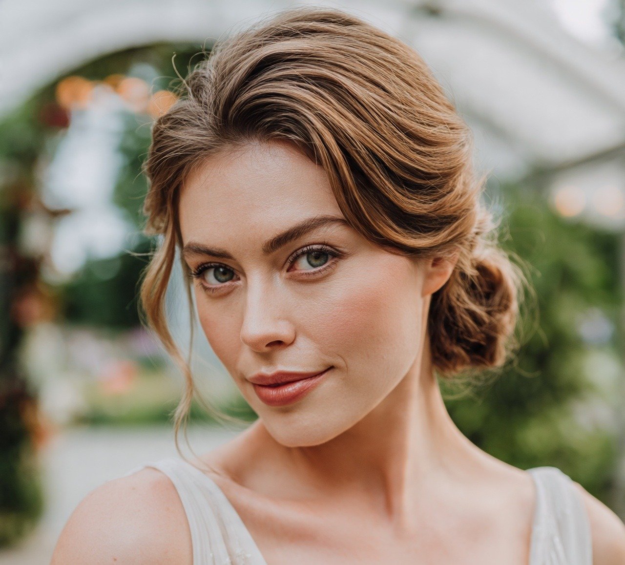 12. Low Side Sweep Updo Hairstyles For Wedding