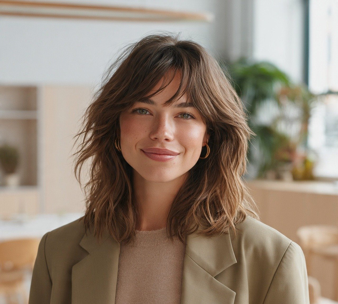 12. Shaggy Wavy Medium Hairstyles
