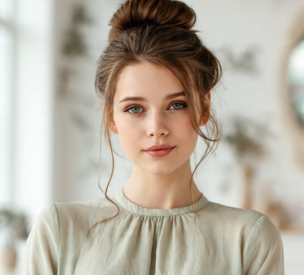 12. Sock Bun with Tendrils Cute Hairstyles