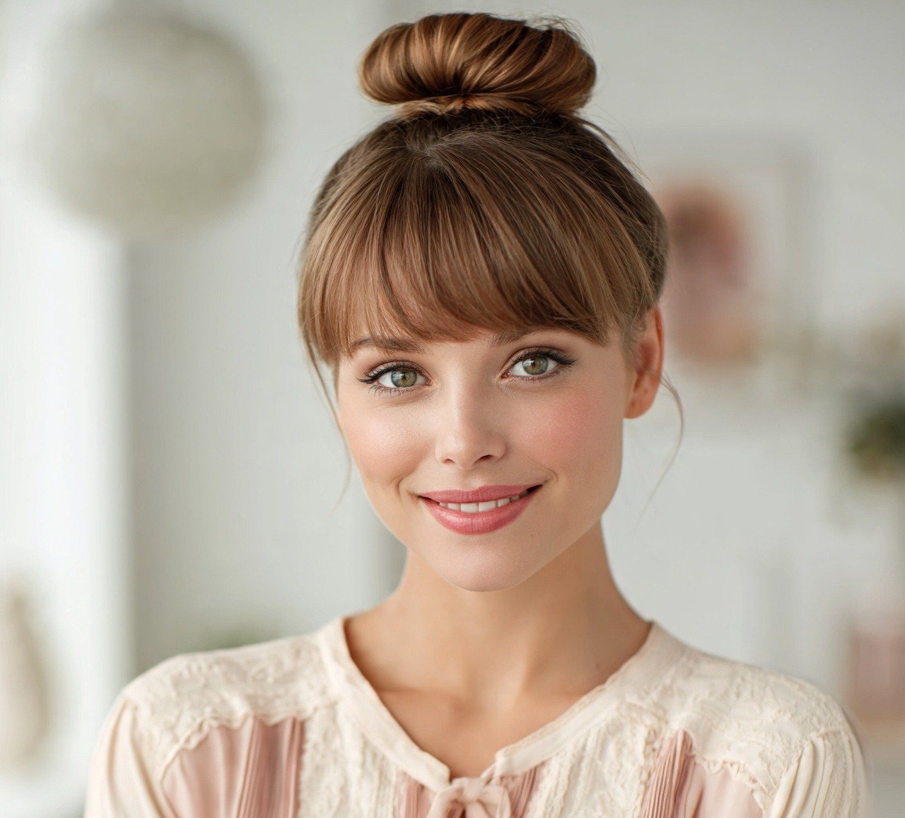 Bun Hairstyles for Short Hair: 13 Trendy Ideas to Try Now 13 12. The High Bun with Bangs Hairstyles For Short Hair