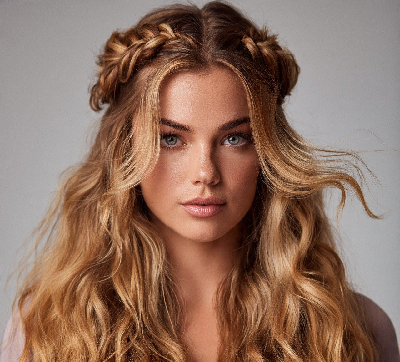 12. Twisted Half Up Pigtails Beach Hairstyle for Long Hair