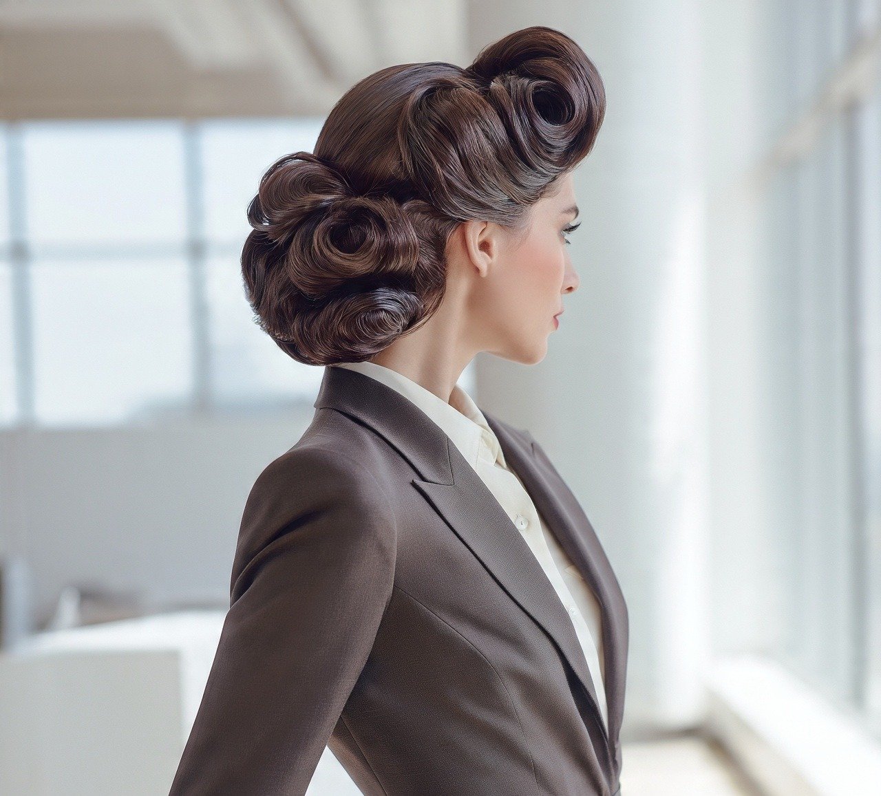 17 Trending Updo Hairstyles For Work That Look Polished and Professional 13 12. Vintage Pin Curl Updo Hairstyles For Work