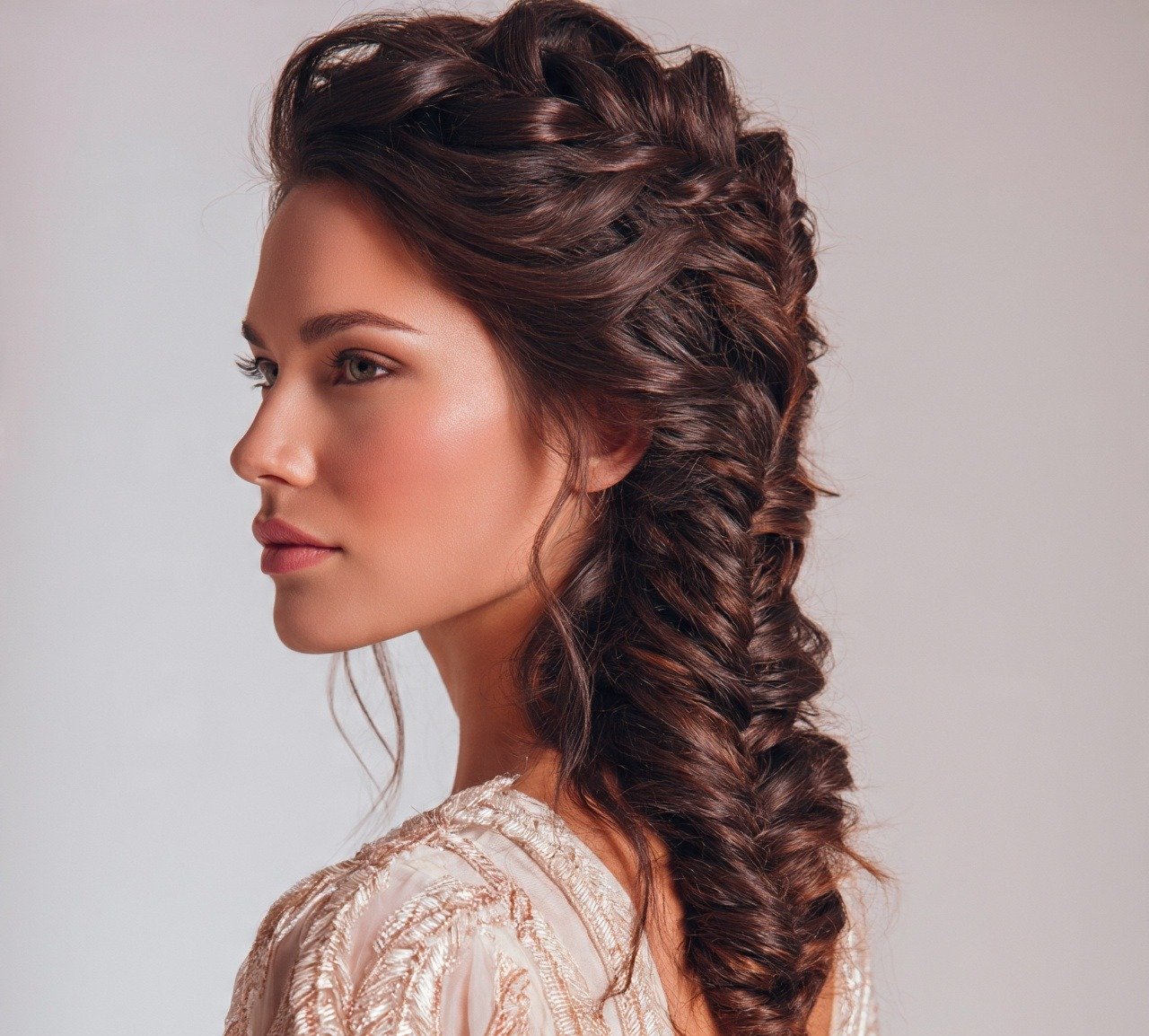 13. Cascading Fishtail Updo Hairstyles For Long Hair