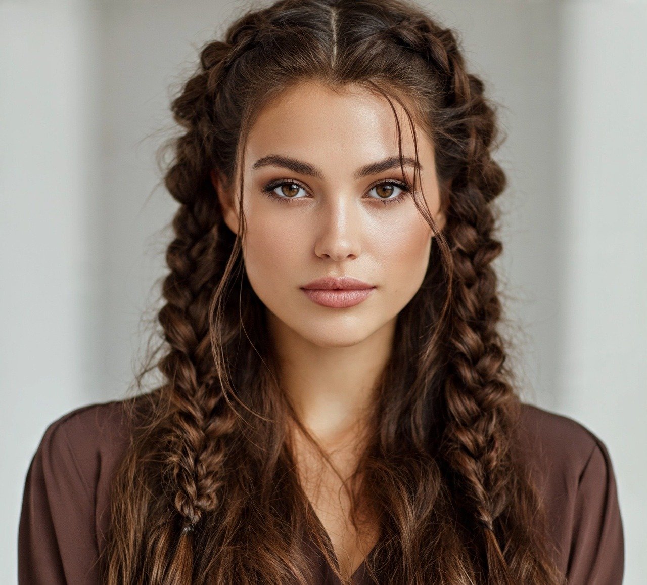 13. Double Dutch Braids with Loose Ends For Long Hair