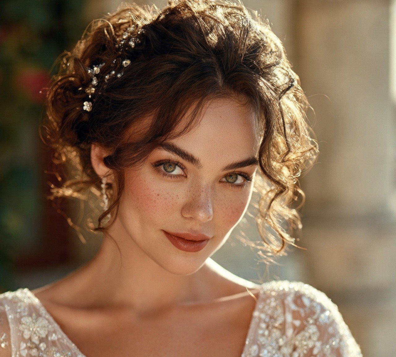 Bride Updo Hairstyles: 14 Stunning Trendy Looks for Your Big Day 14 13. Upswept Curls with Jeweled Pins Bride Hairstyles