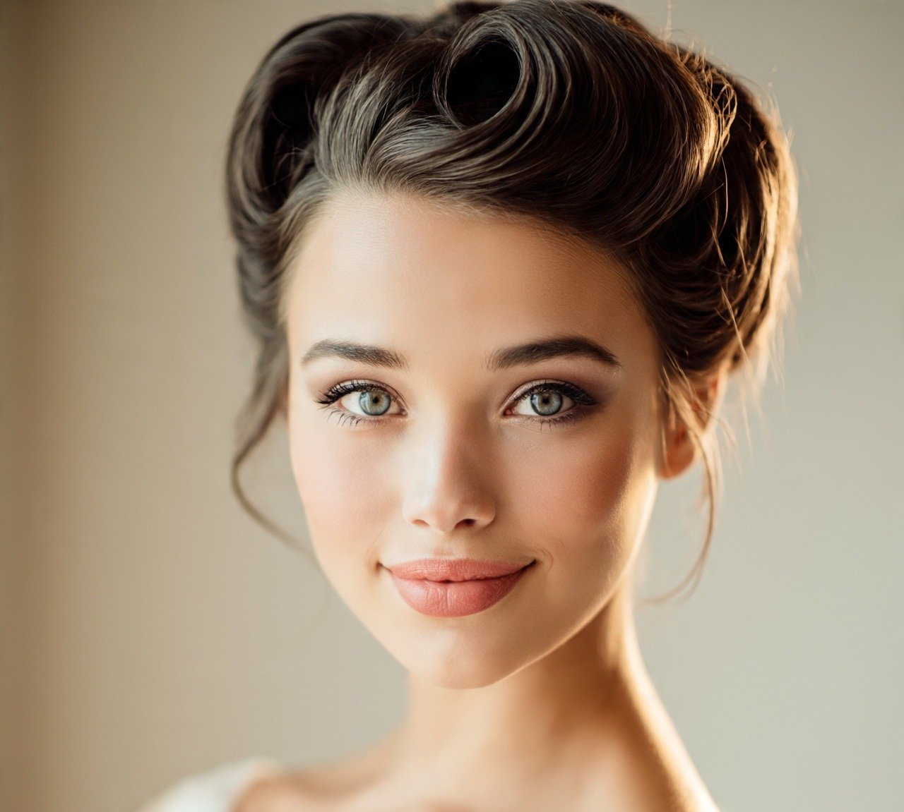 13. Vintage Victory Roll Bun Wedding Hairstyles