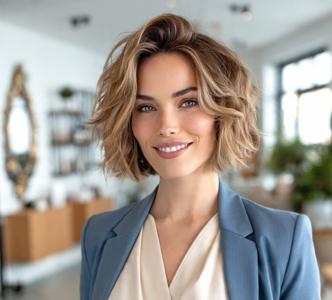 13. Wavy Bob with Face Framing Highlights Hairstyles