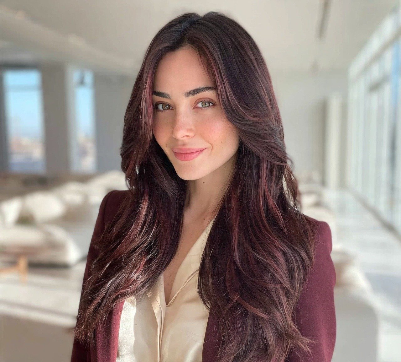 14 Trending Dark Red Hair Color Ideas You'll Want to Try Now 15 14. Dark Red Babylights Hair Color