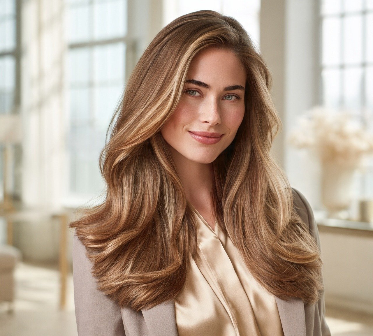 14. Dimensional Light Brown with Babylights Hair Color