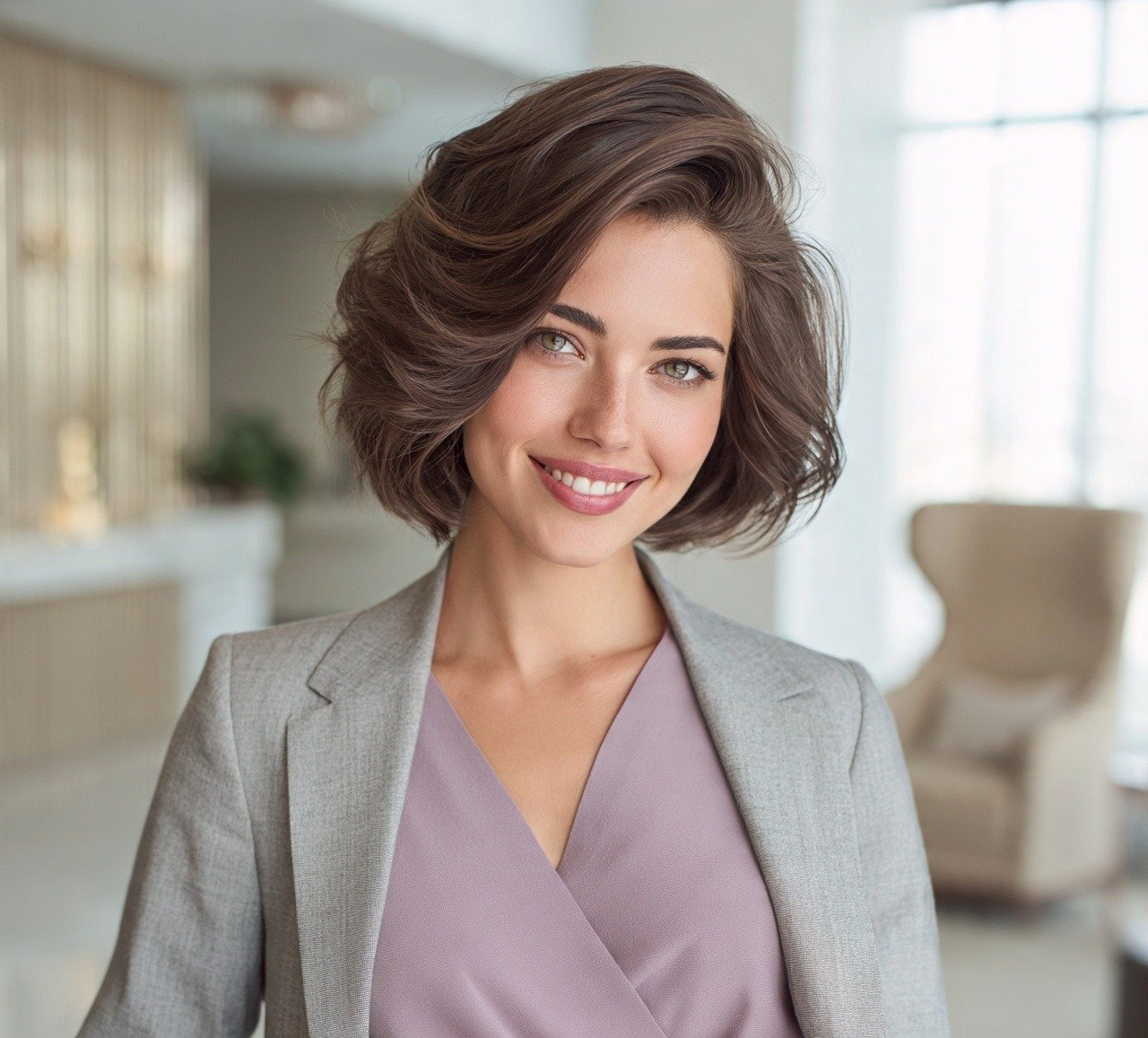 14. Side Swept Wavy Bob Short Hairstyles