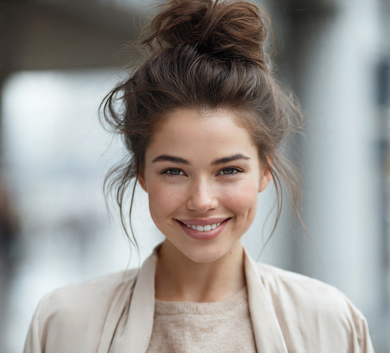 14. Textured Top Knot Cute Hairstyles