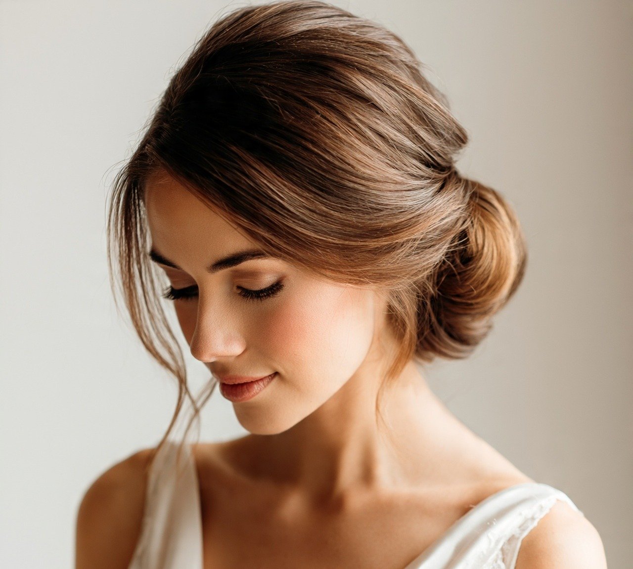 15. Flipped Under Rolled Bun Wedding Hairstyles
