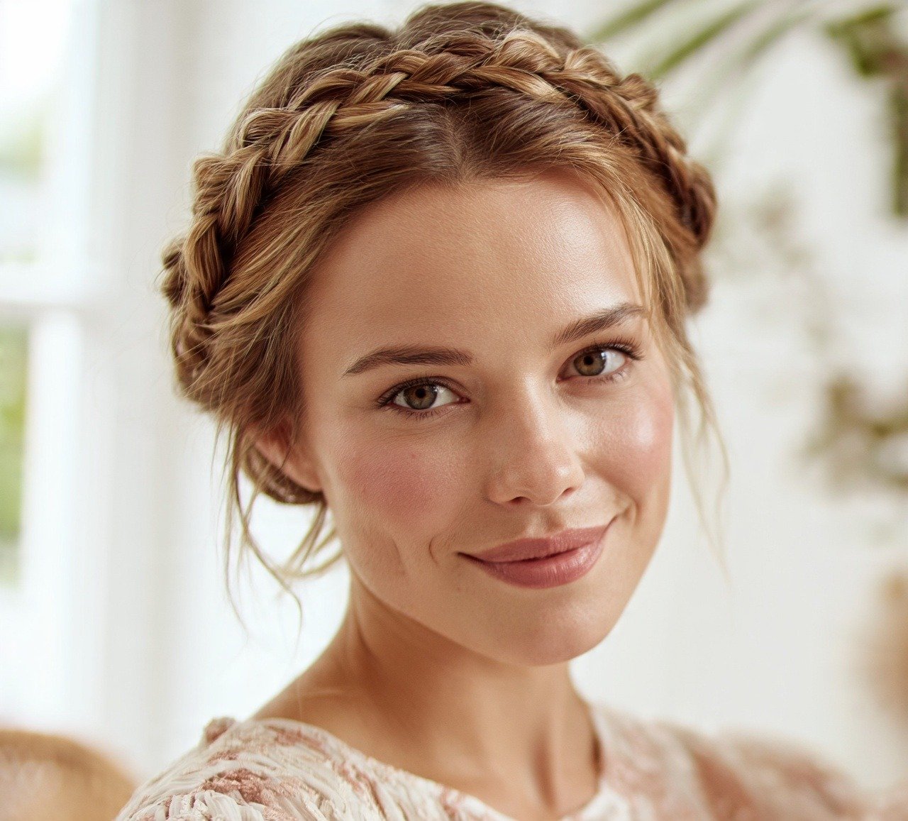 15. Low Braided Crown Bun Cute Hairstyles