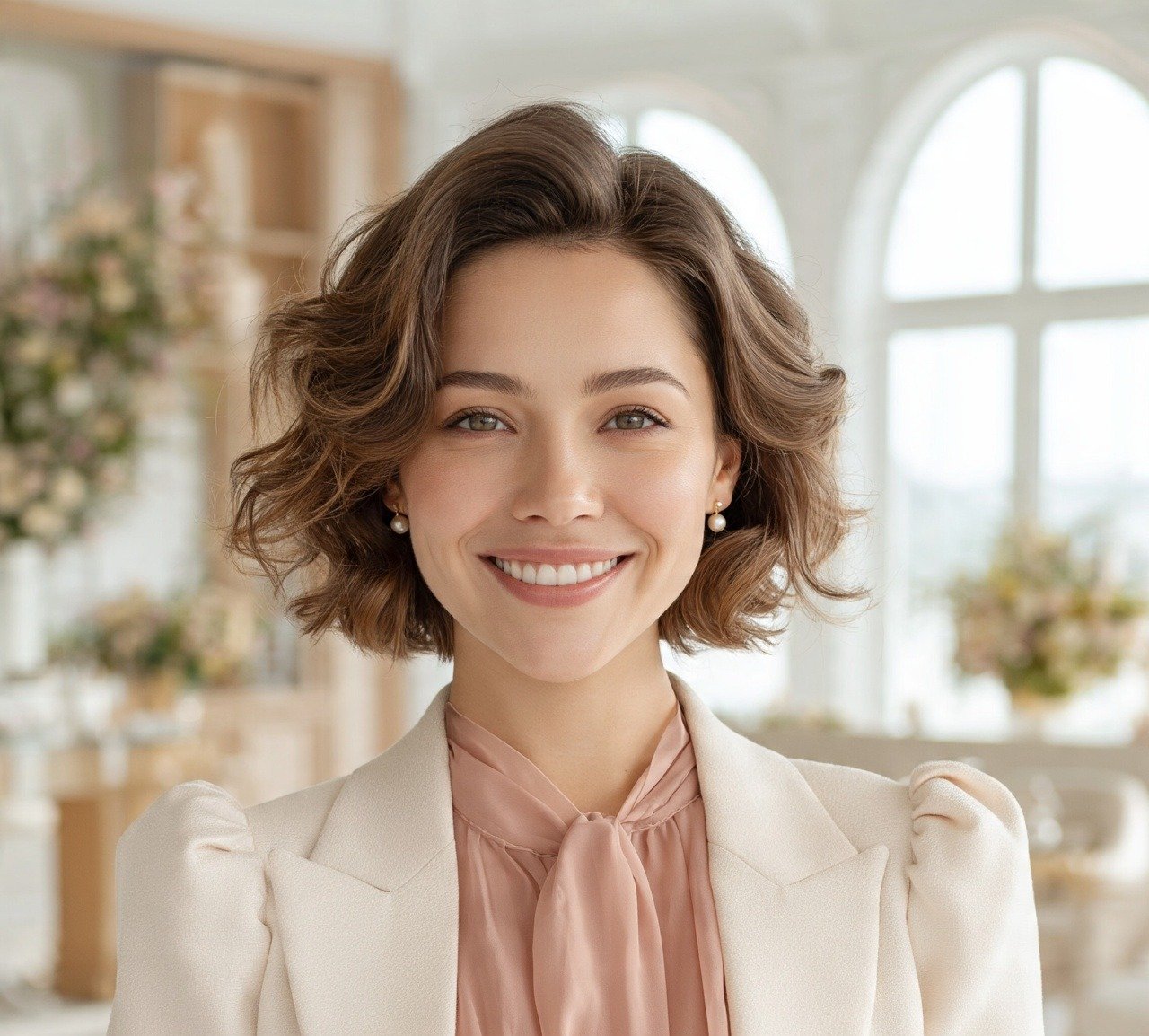 15. Romantic Wavy Bob with Soft Curls Short Hairstyles For Women