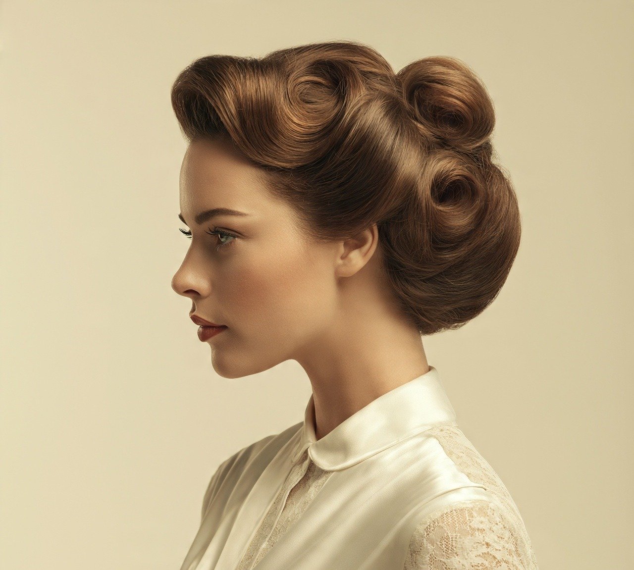 15. Upswept Vintage Bun Wedding Hairstyles
