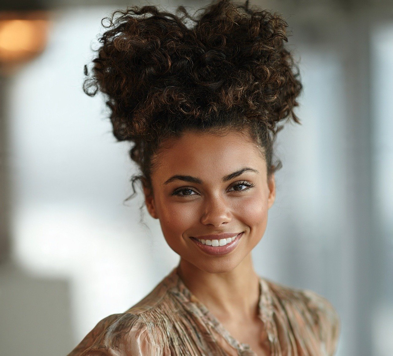 17. Puff Bun for Natural Hair Cute Hairstyles