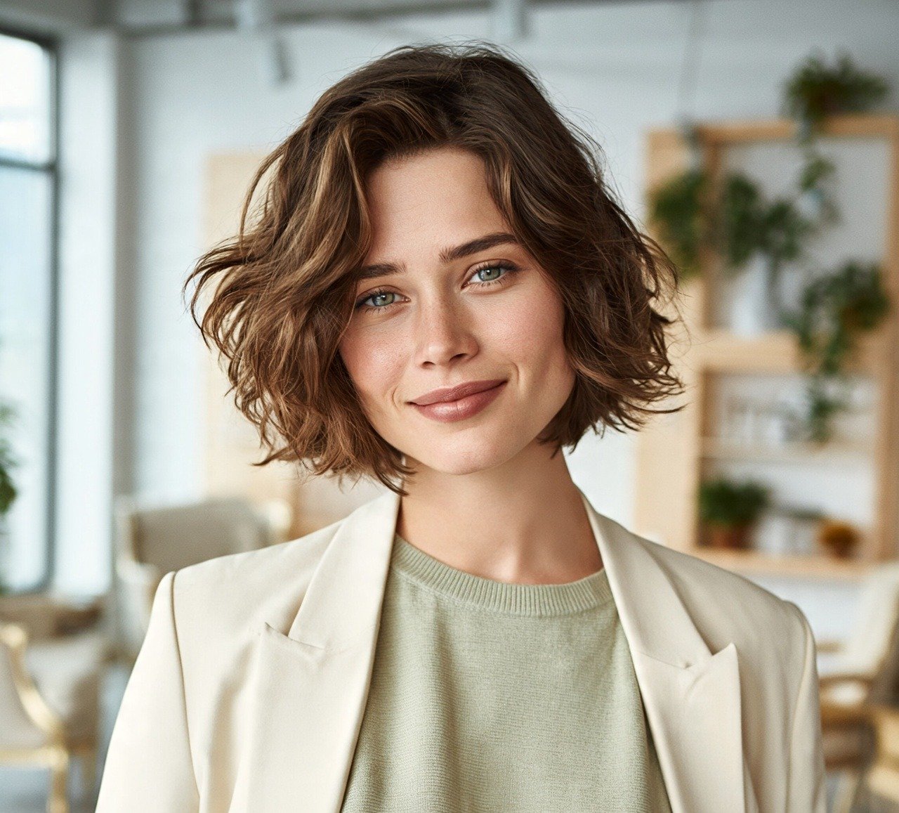 2. Chin Length Wavy Bob Hairstyles