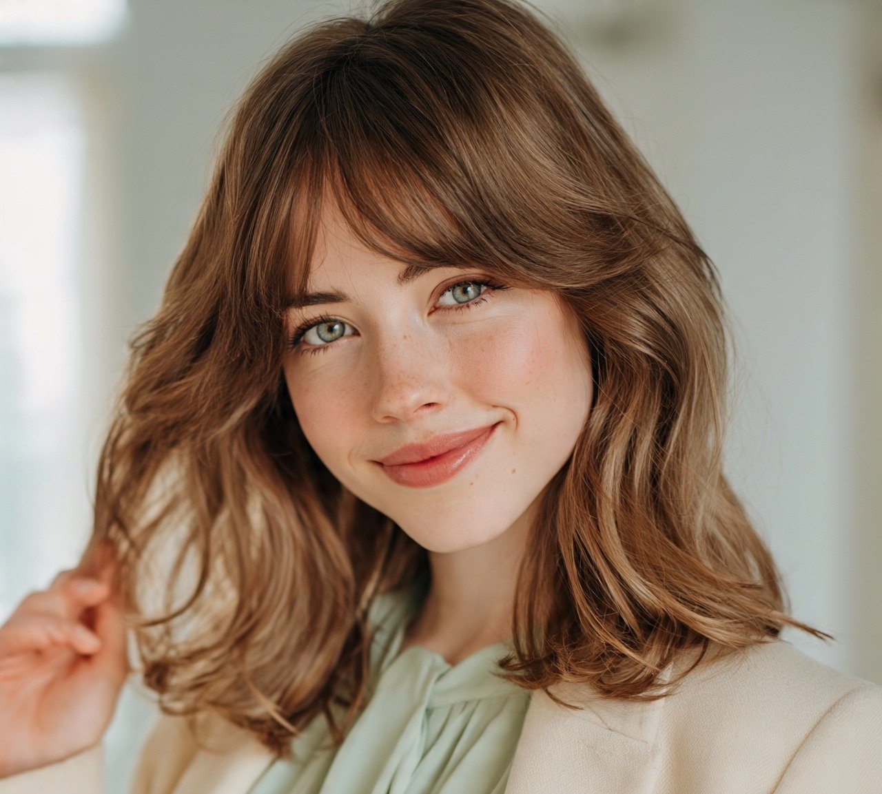 2. Curtain Bangs With Waves Cute Hairstyles