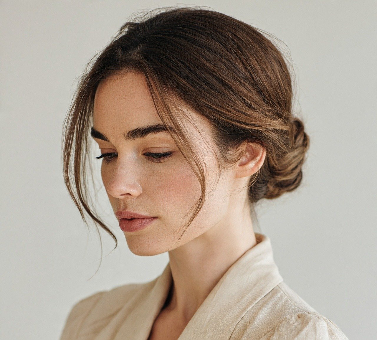 2. Low Bun with Loose Strands Easy Hairstyles